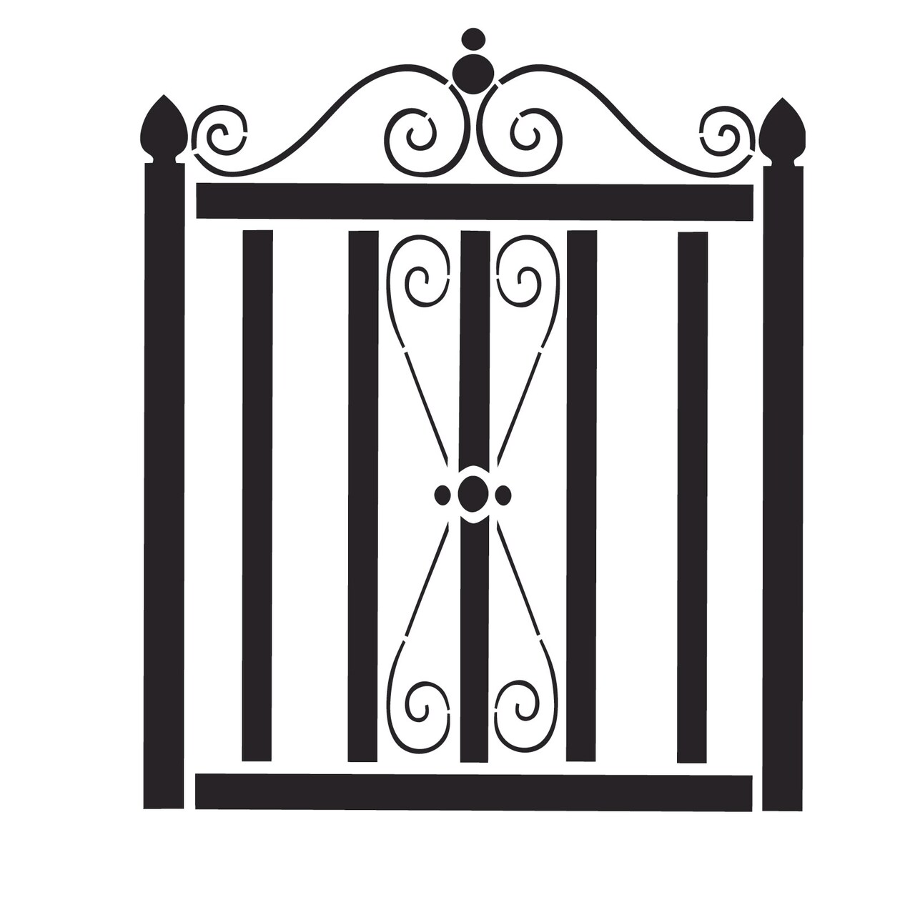 Large Wrought Iron Gate Wall Stencil | 1547 by Designer Stencils | Reusable Stencils for Painting |